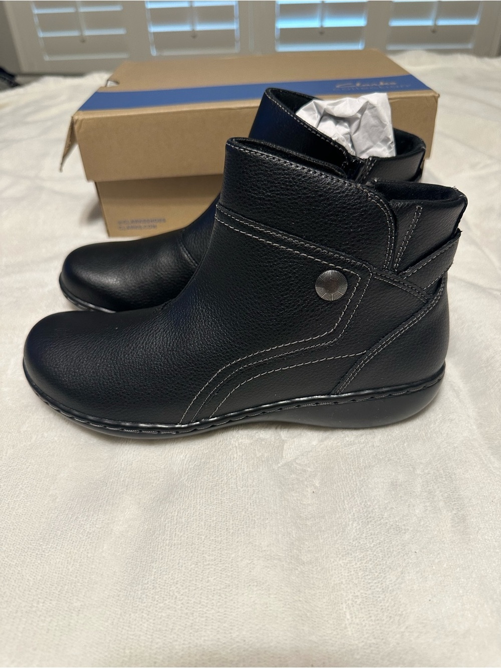 Clarks Black Tumbled Ashland Mabel Ankle Boots